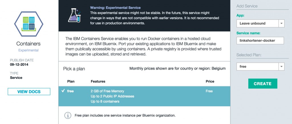 Bluemix Containers