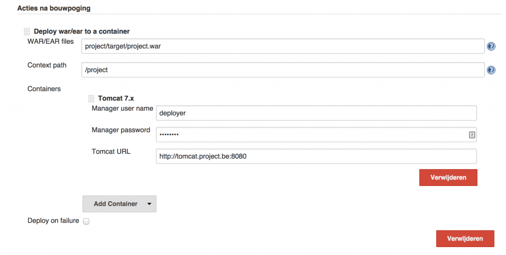 Settings for deploying to a remote tomcat instance