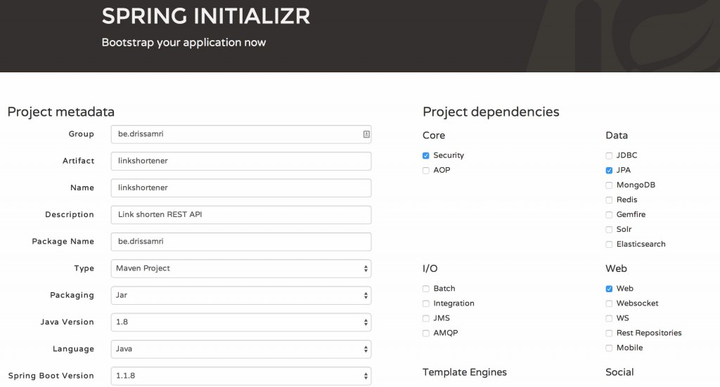 Spring Initializr Application